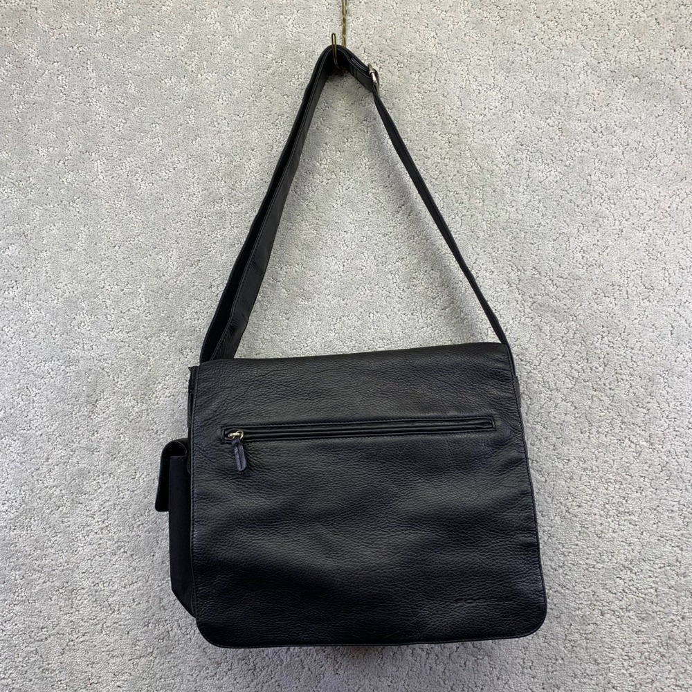 Fossil Black Pebbled Leather Flap Crossbody Messenger‎ Nylon Shoulder Bag
